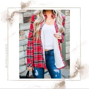 E. Luna Fleece Lined Flannel Button Down NWOT